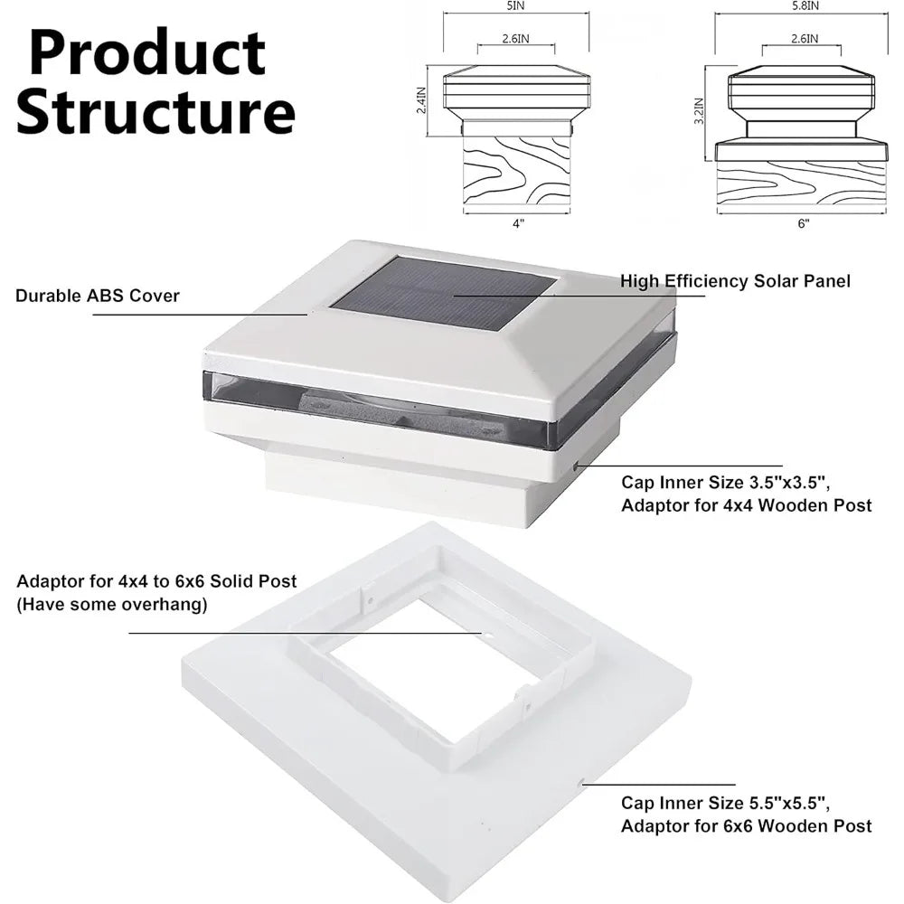 Solar Powered White Shell Caps, LED Lighting