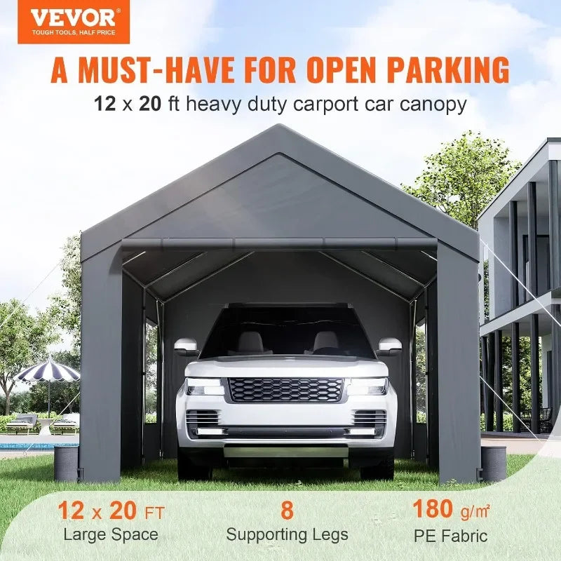 Carport 12'x20' Heavy Duty Portable Garage, Upgraded Extra Large Car Canopy with Roll-up Ventilated Windows