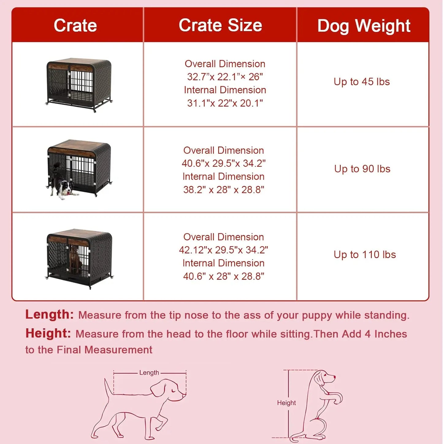 Wooden & metal Dog Cage Furniture with Tabletop