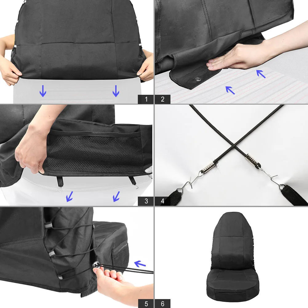 Car Front Seat Cover Protector with Storage Pockets