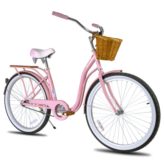 26 Inch Beach Bike for Women, Single Speed Commuter