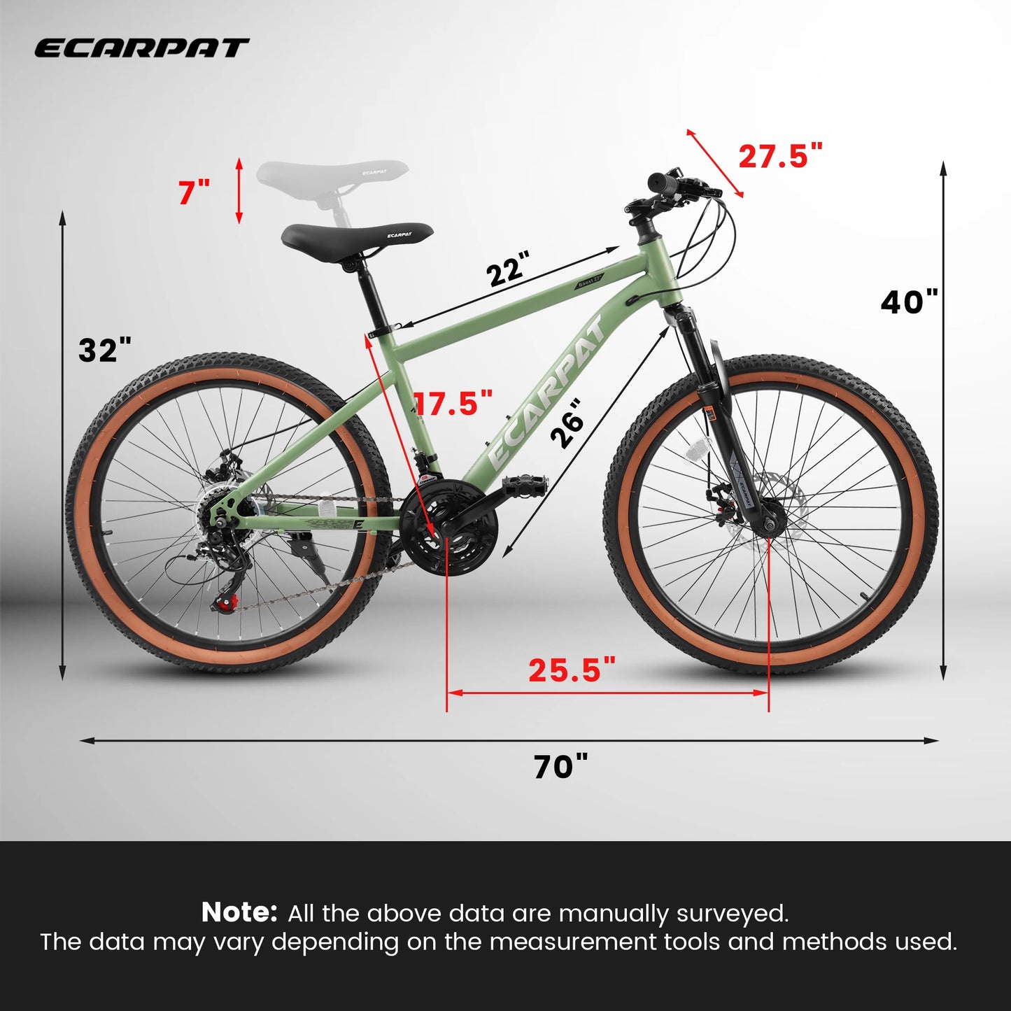 Mountain Bike 27.5 Inch Wheel, 21-Speed 17.5" Steel Frame