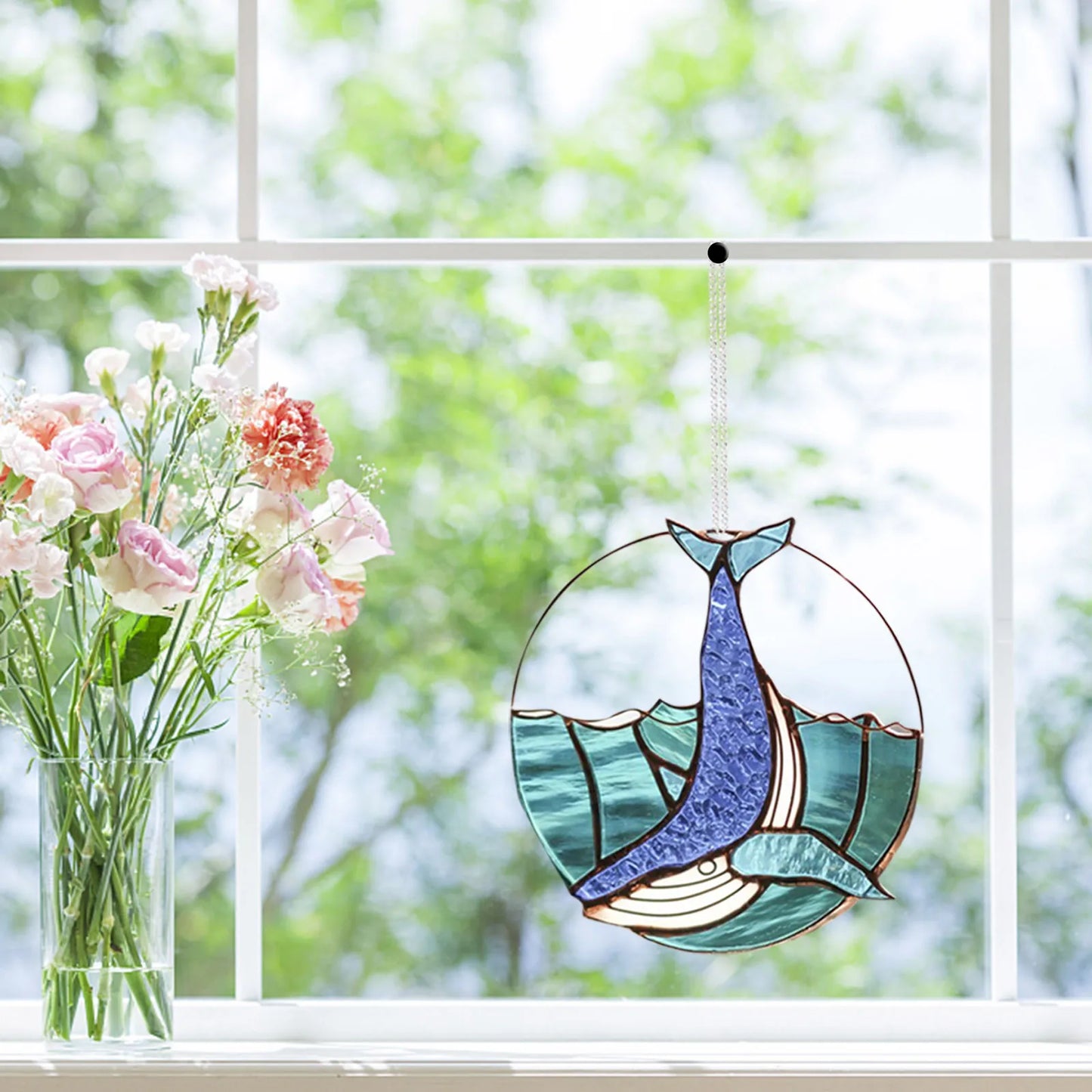 Acrylic Whale Fall Round Shape Wind Chimes