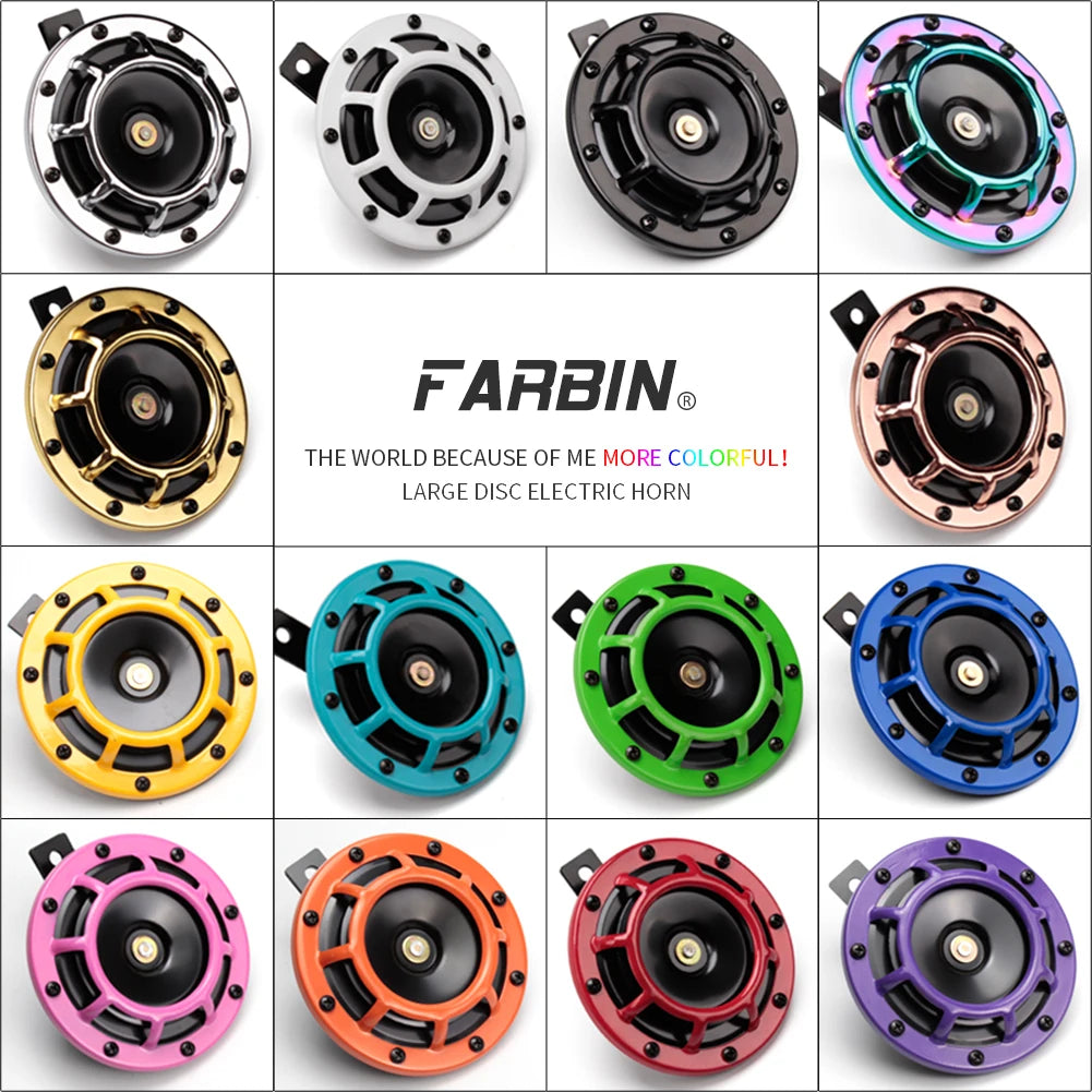 FARBIN 2Pcs Car Horn Multi-Color