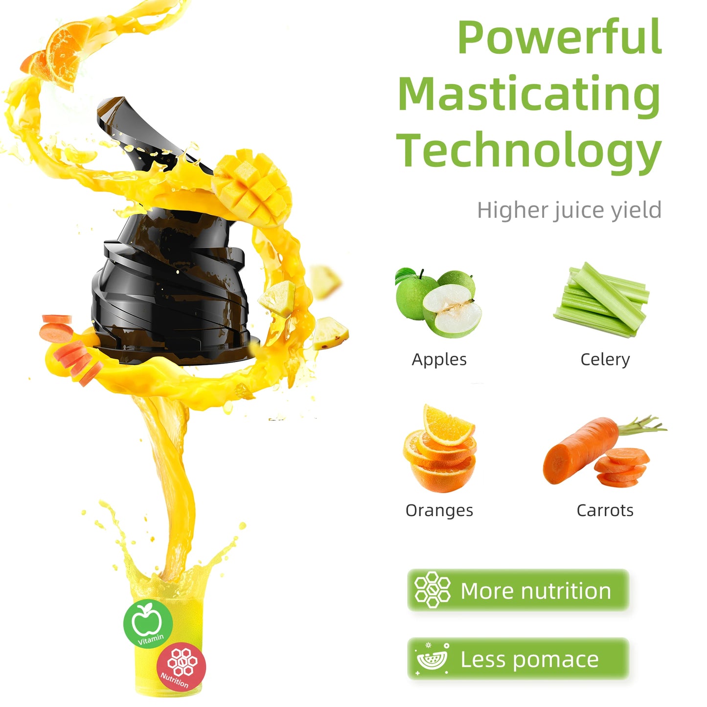 Cold Press Juicer with 78mm Feed Chute