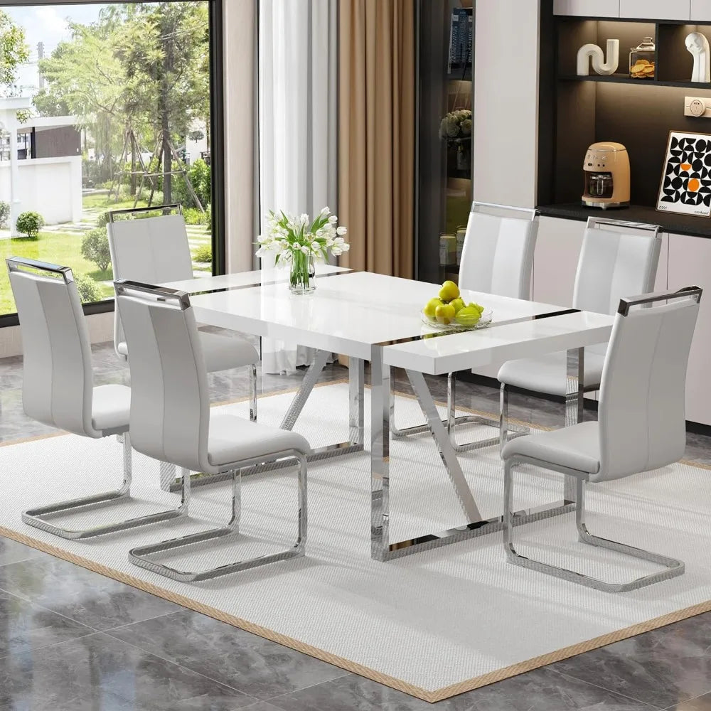 Restaurant style dining table, equipped with metal frame and PU leather fabric cushion seating