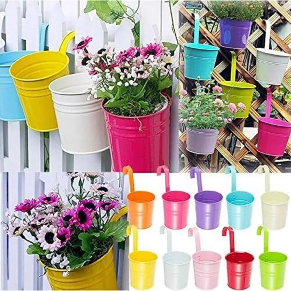 Hanging Metal Flower Pots,10 Pieces