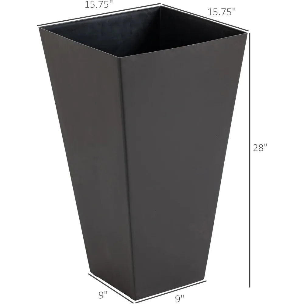 Set of 3 Outdoor Tall Planters with Drainage Hole, 28"