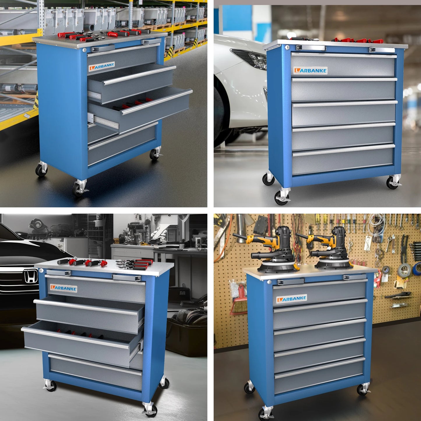 5-Drawer Rolling Tool Chest on Wheels with Keyed Lock