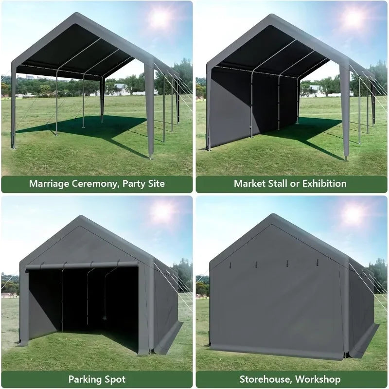 Outdoor Carport 10x20ft Heavy Duty Canopy Storage Shed,Portable Garage Party Tent,Portable Garage with Removable Sidewalls