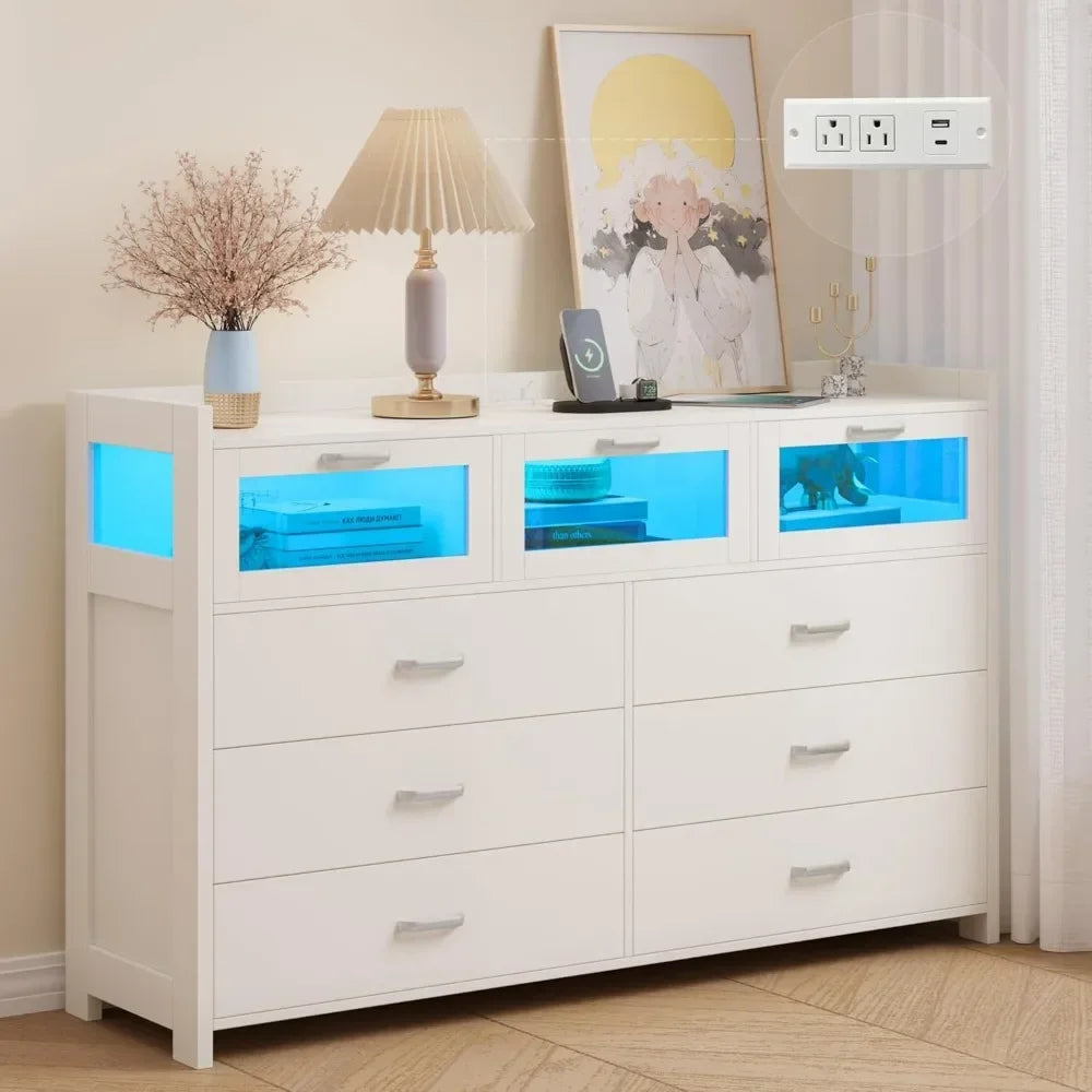 9 Drawer Chest, with LED Light  and Charging Station