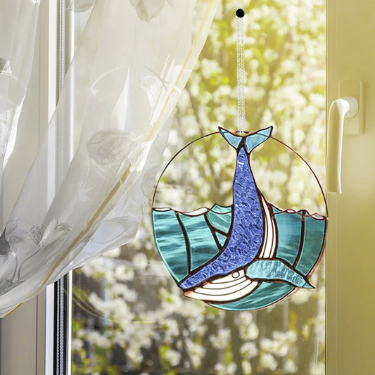 Acrylic Whale Fall Round Shape Wind Chimes