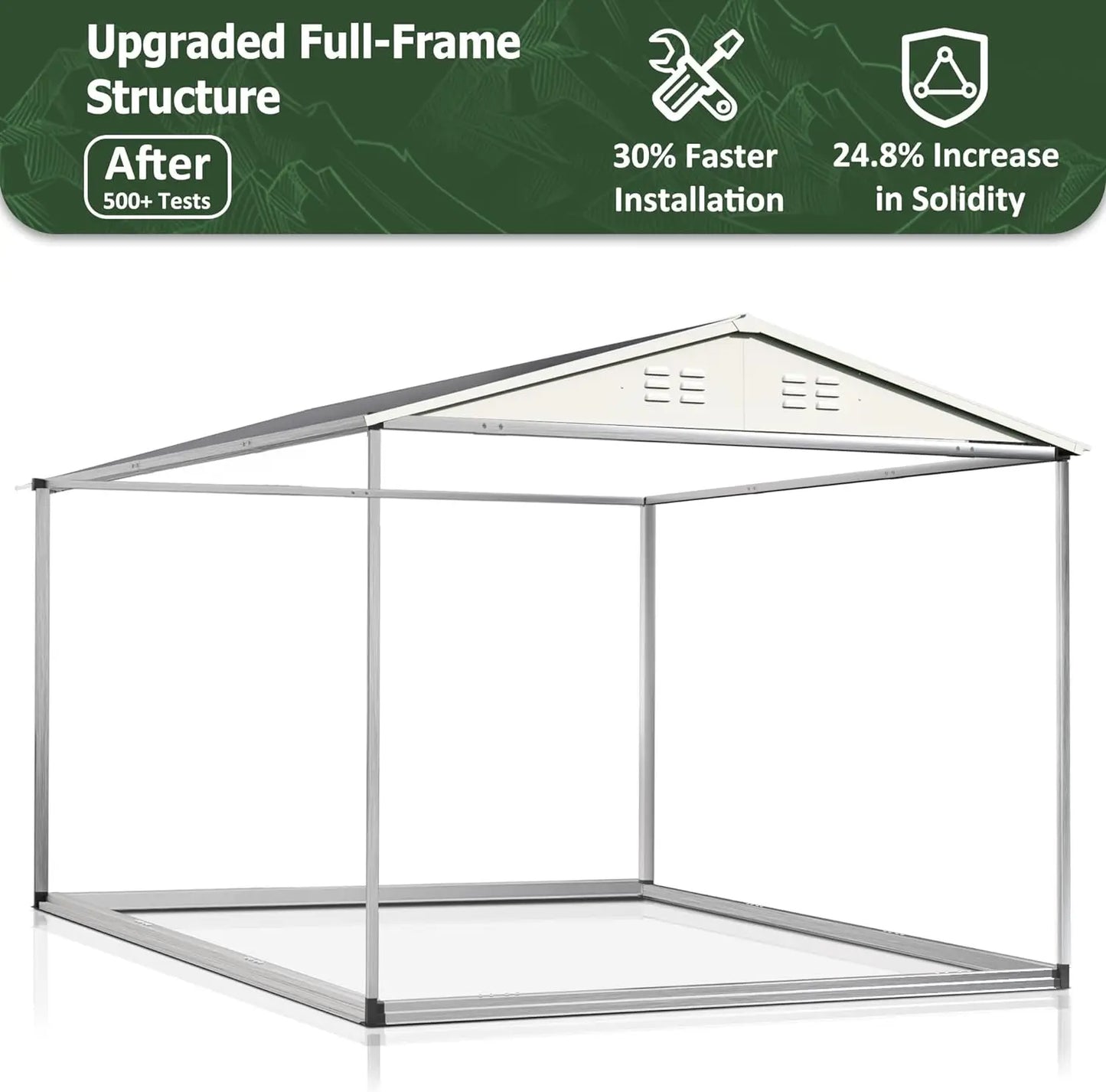 10x14 FT Outdoor Storage Shed with Updated Frame Structure and Lockable Doors