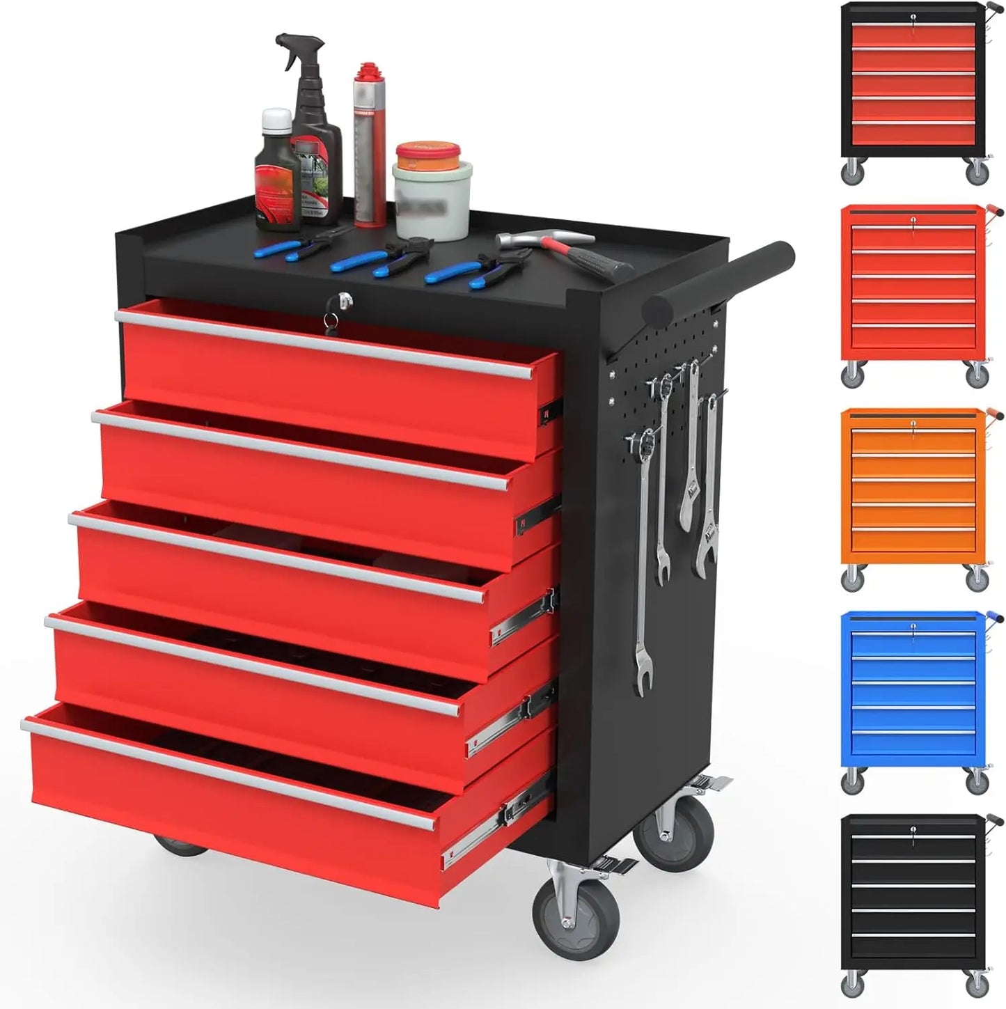 5-Drawer Tool Chest, Tool Box with Wheels