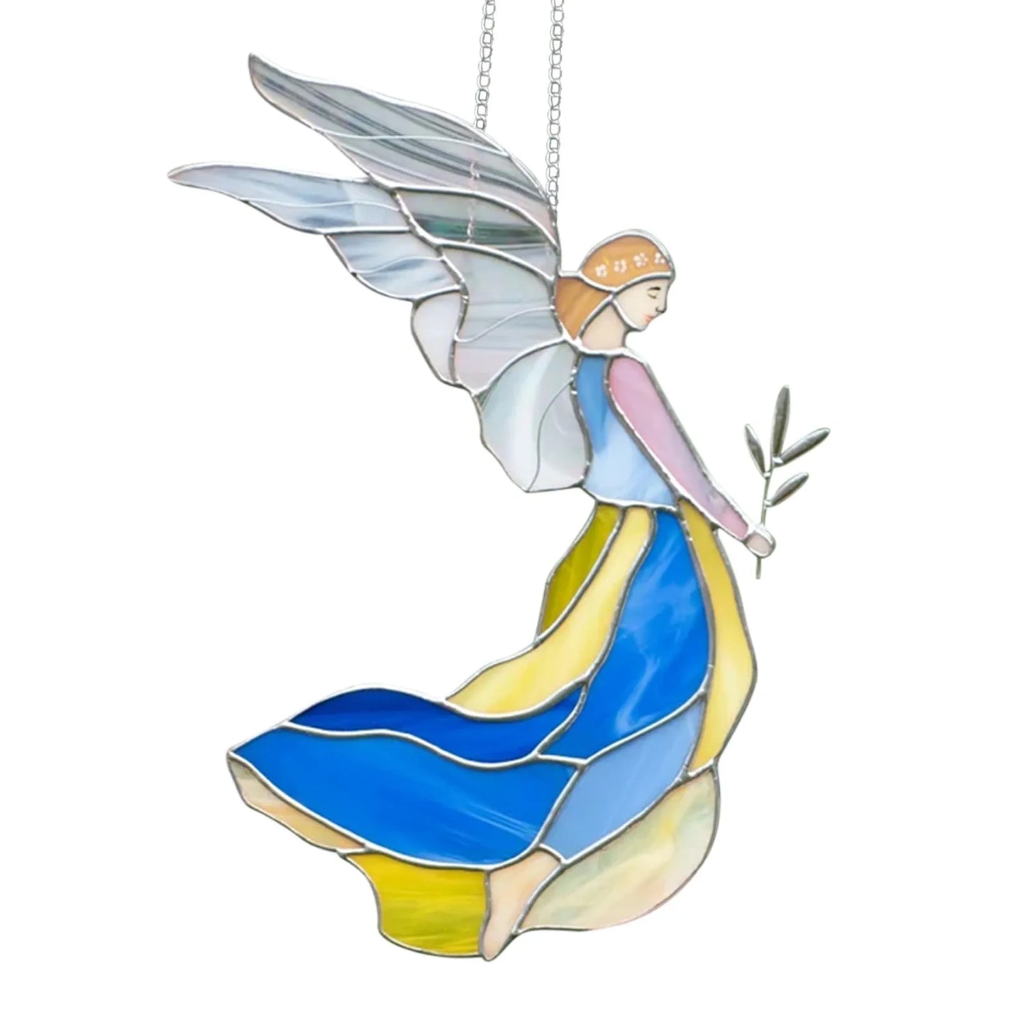 Ukraine Guardians Angel Gift Stained Acrylic Wind Chimes