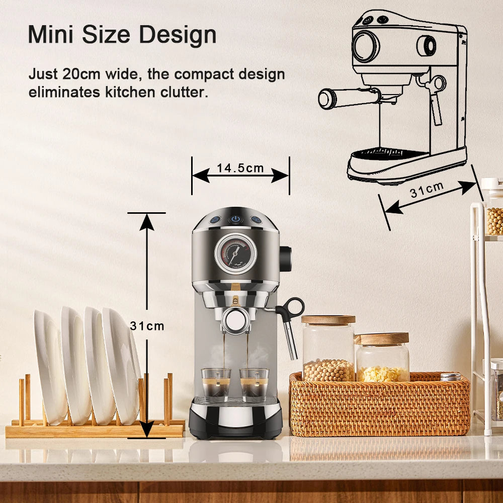 Semi Automatic Powder Coffee Machine, for Espresso, Cappuccino, Latte and Mocha