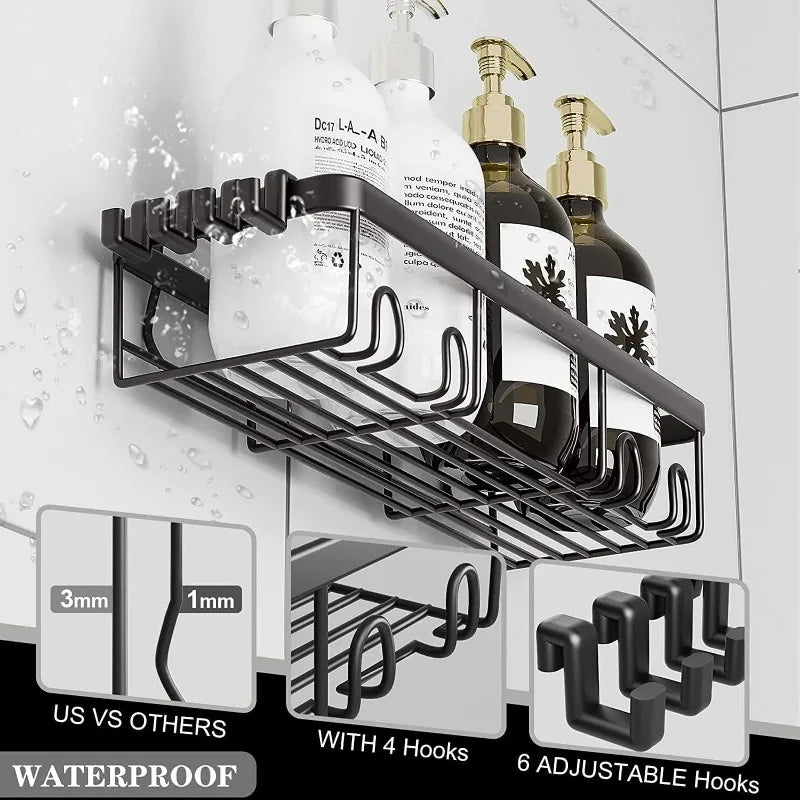 Bathroom Shower Organizers, Black  Steel Rack Baskets