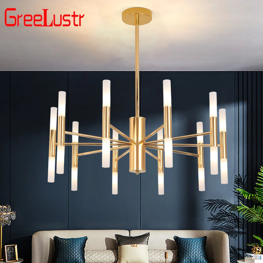 Modern Golden LED Chandelier Hotel Hall Chandeliers Living Room Ceiling Decorative Light Ceiling Light Indoor Lighting Fixtures