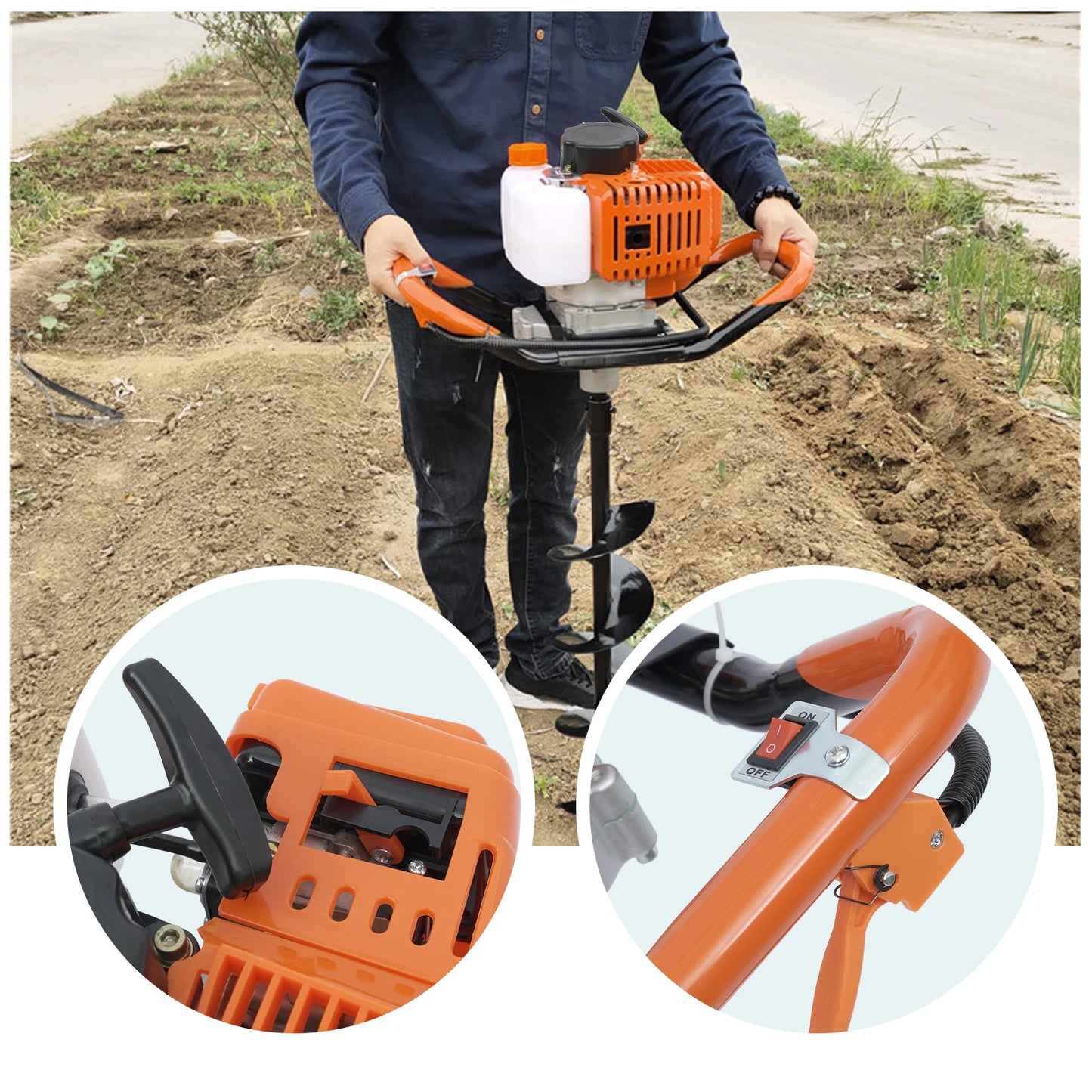 52CC  Gas Powered Post Hole Digger with 4" 6" 8" Bits