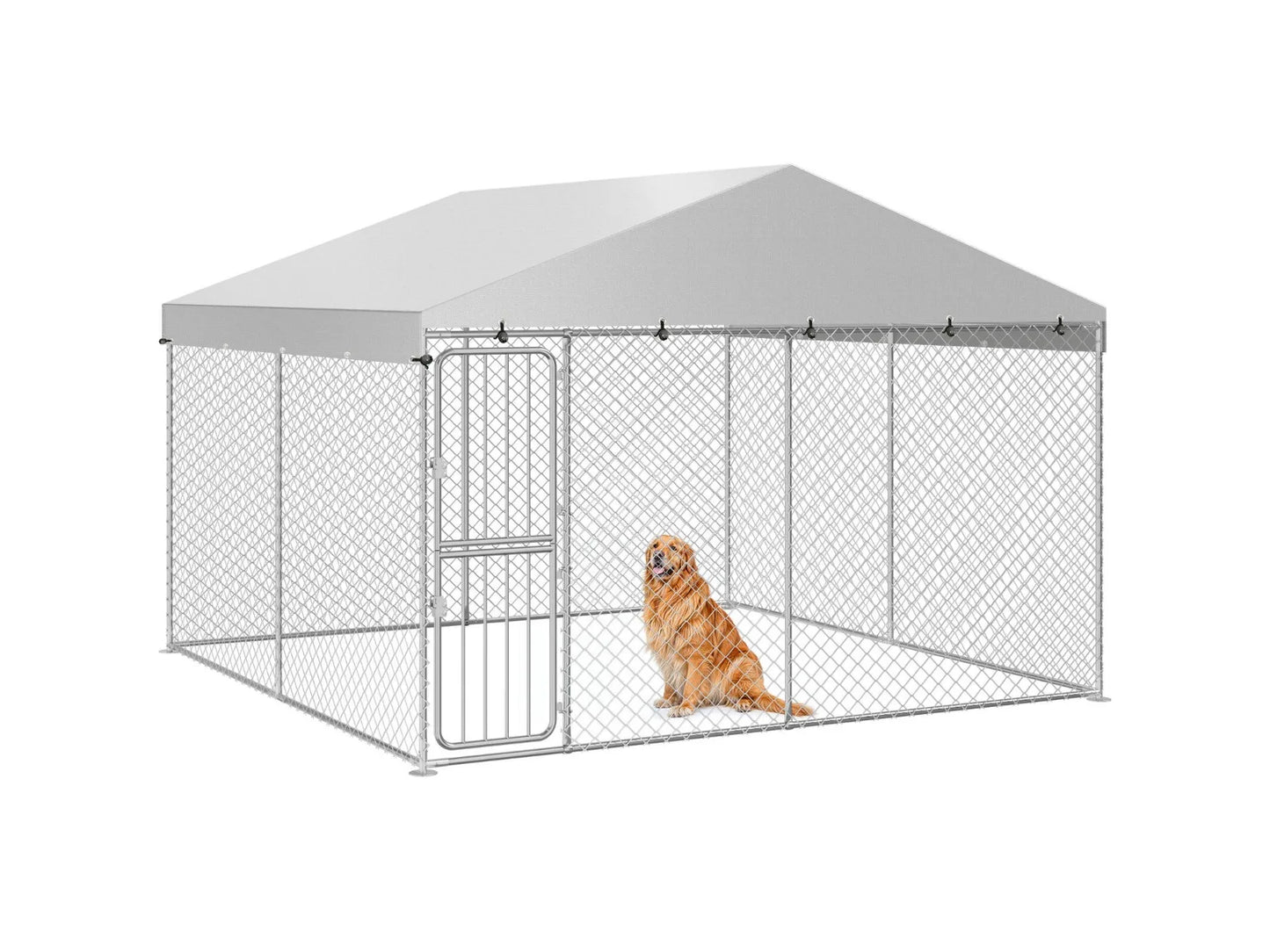 10 x 10 Feet Outdoor Dog  Cage Enclosure with Covered Fence-