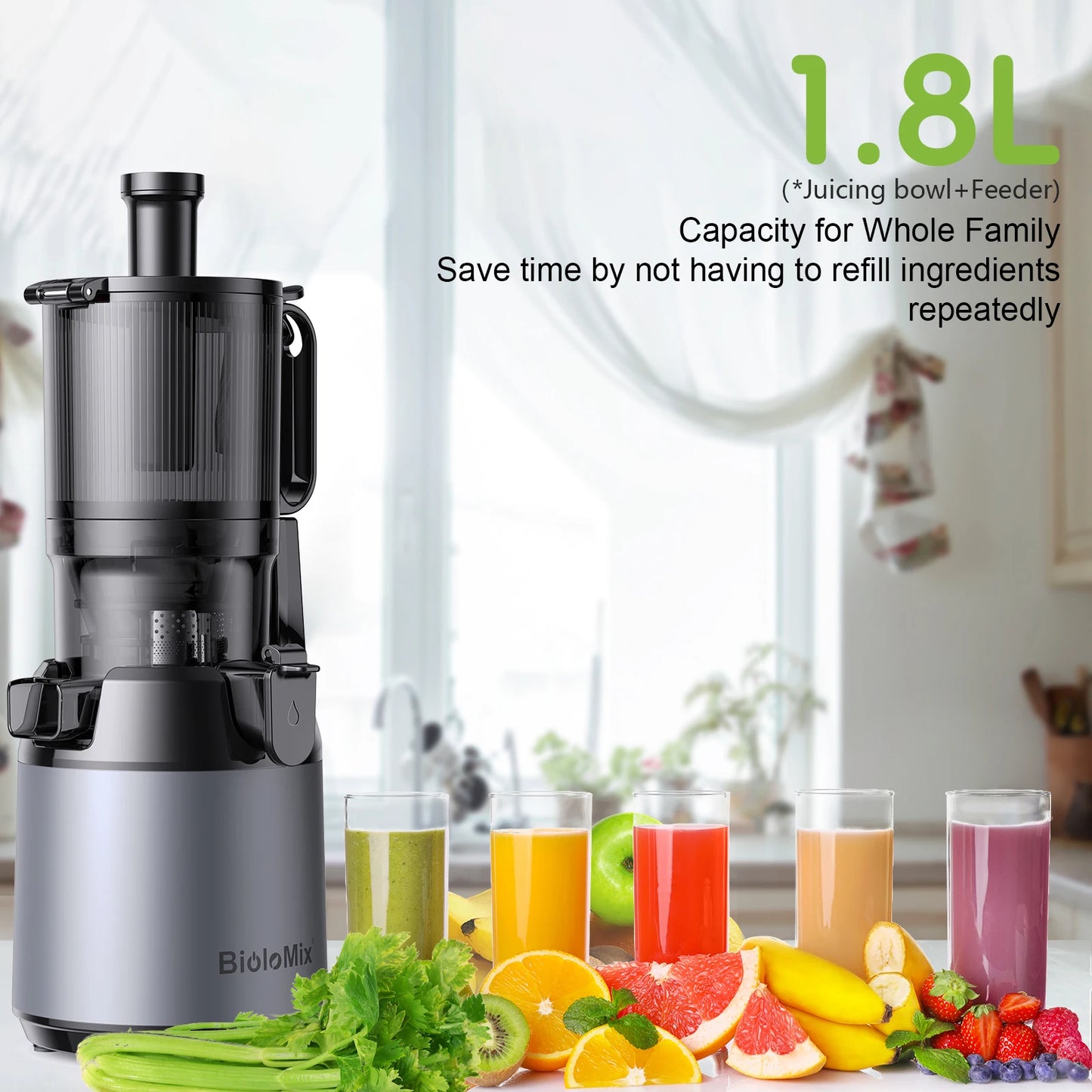 BioloMix Cold Press Juicer, with 130mm Feed Chute