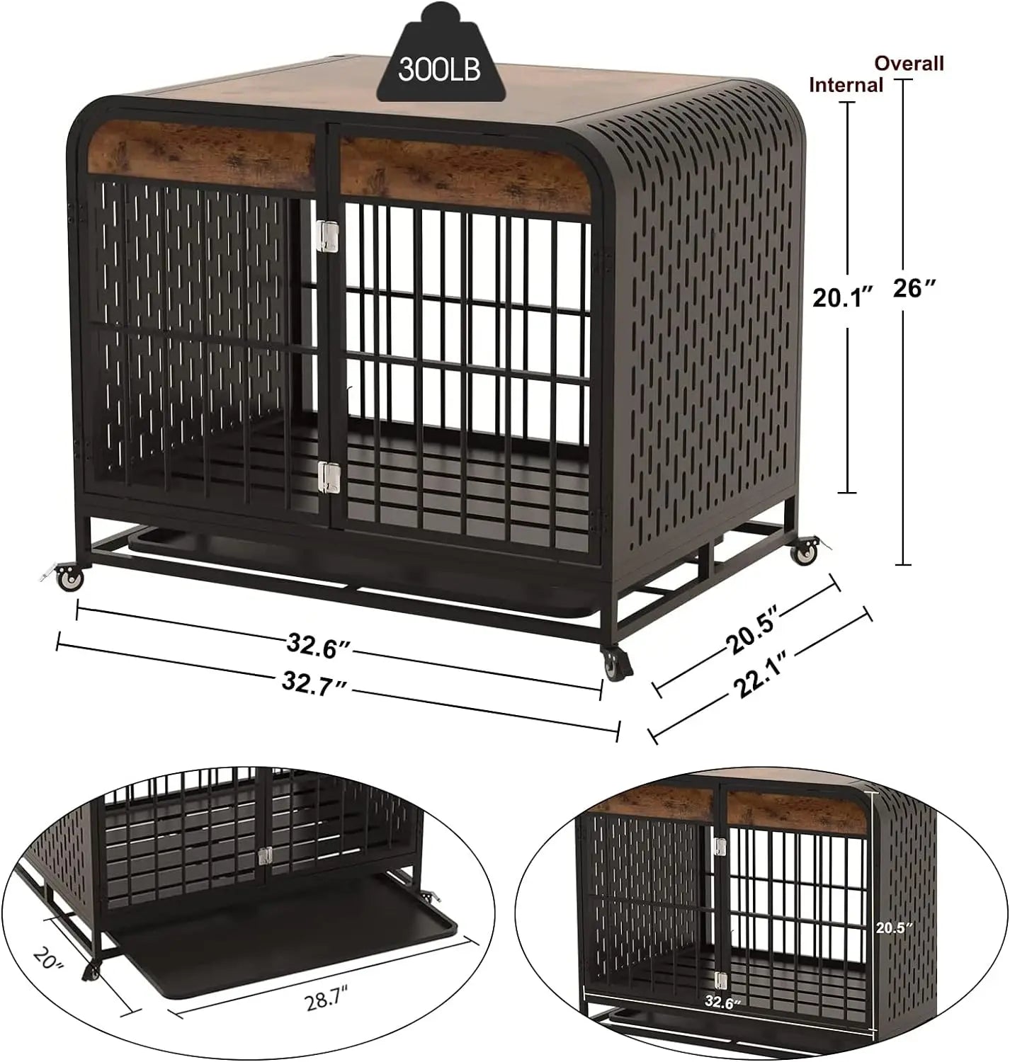 Wooden & metal Dog Cage Furniture with Tabletop