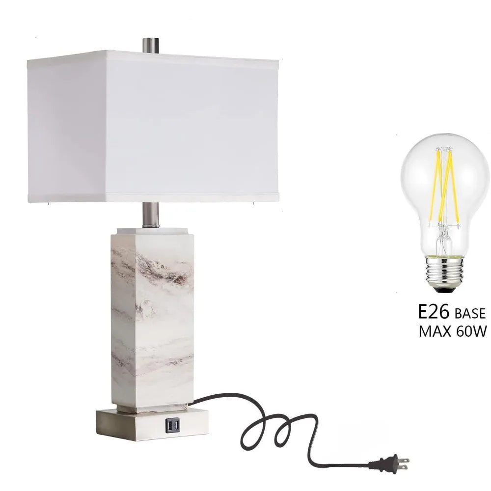 Rustic Resin Bedside Table Lamp LED Bulb Included