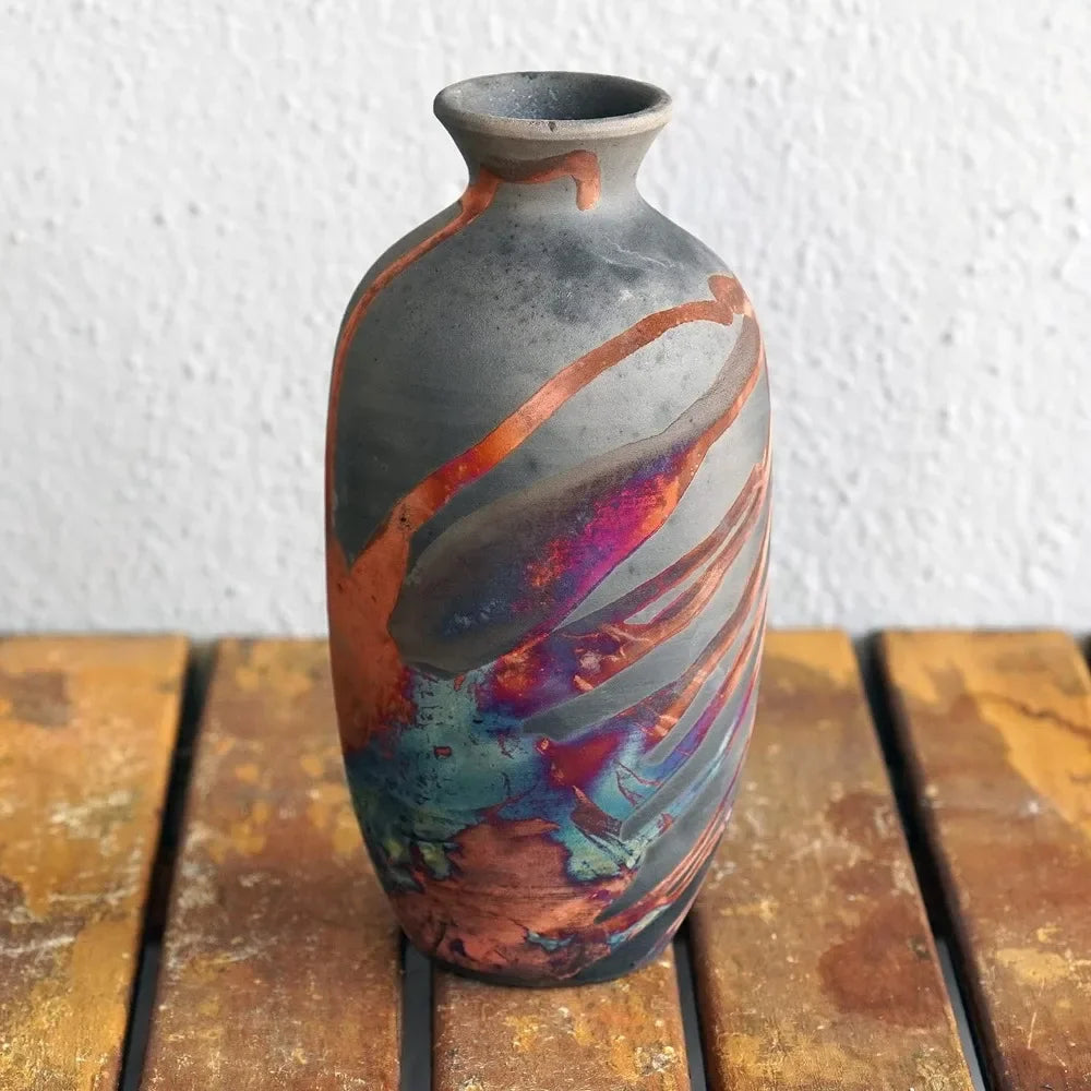 7 inch Raku Ceramic Pottery Vase