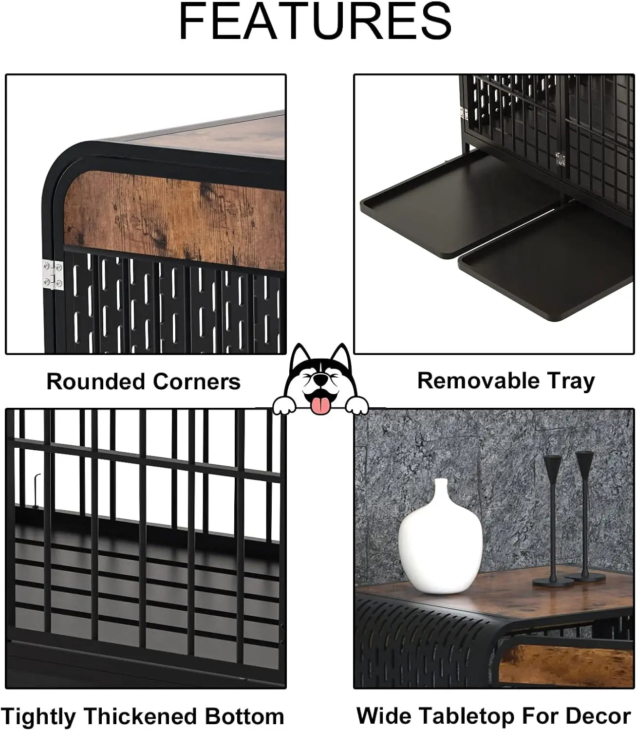 Wooden & metal Dog Cage Furniture with Tabletop