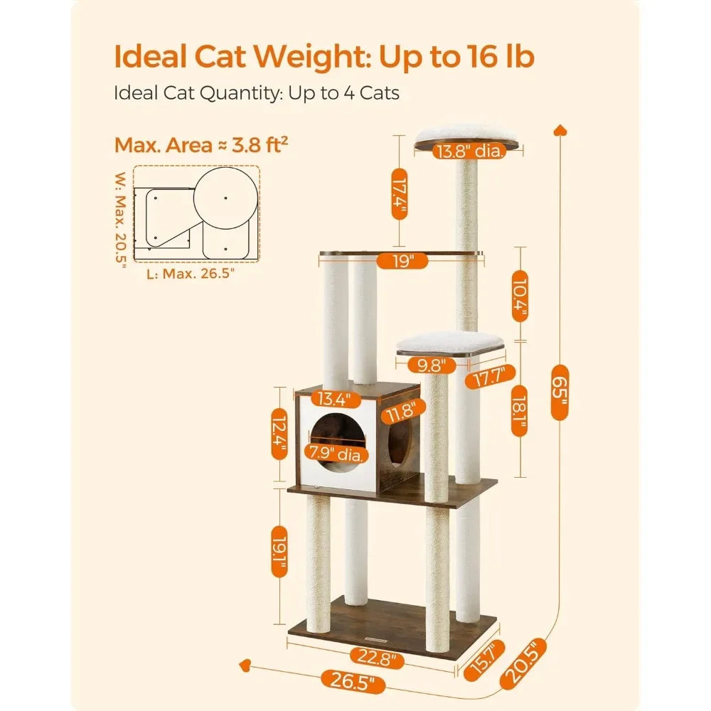 Cat Tree for Cats  With Washable Cushions