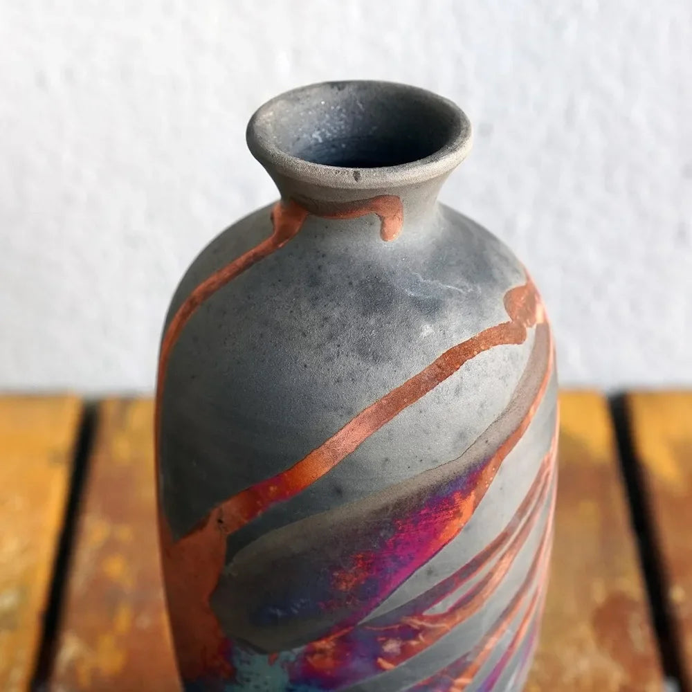 7 inch Raku Ceramic Pottery Vase