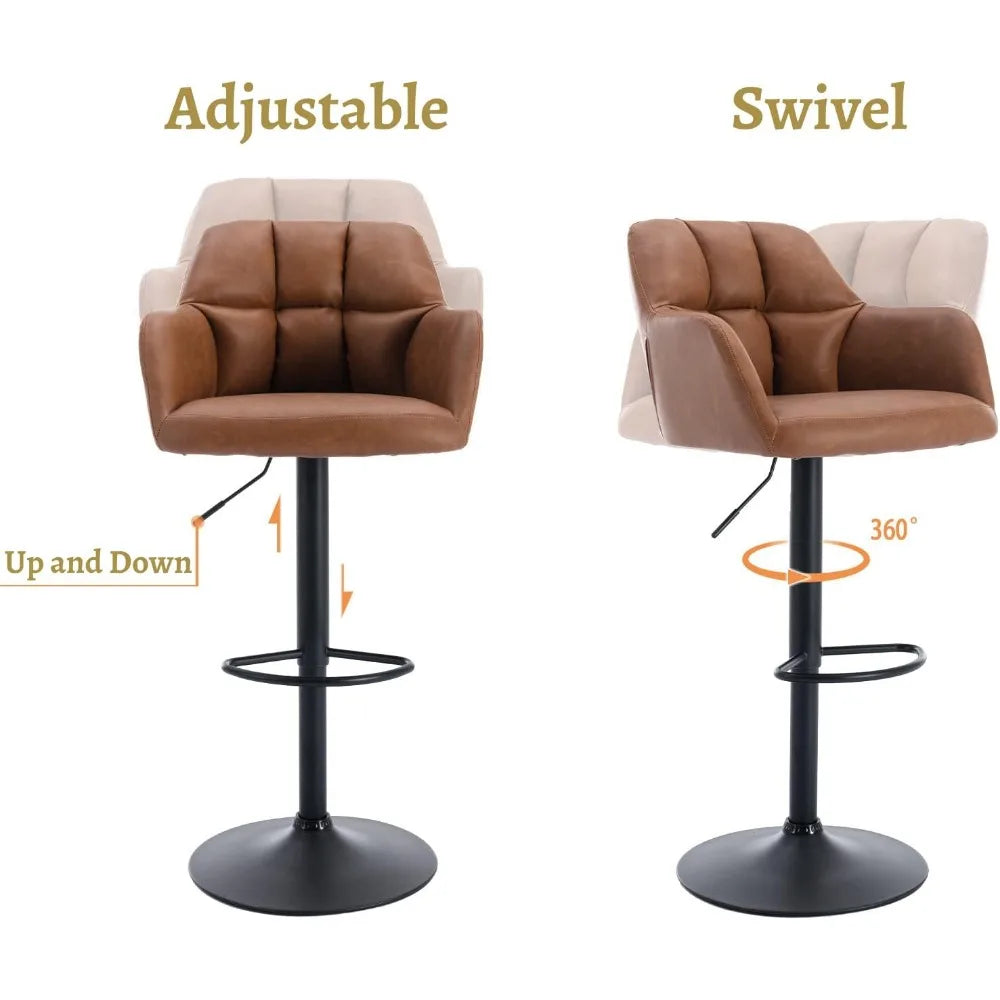 Modern Swivel Leather Bar Stools Set of 2