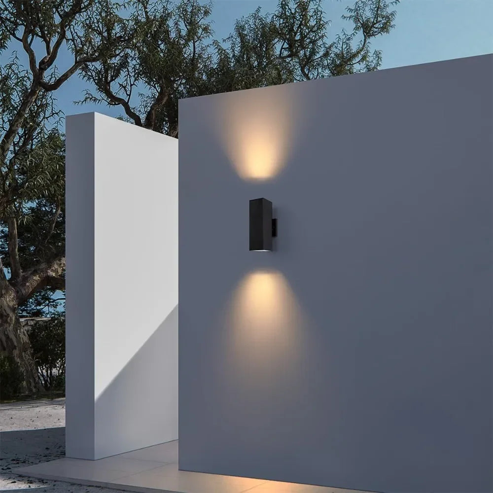 Rectangular Tube and Tempered Glass Cover Waterproof Wall Sconce