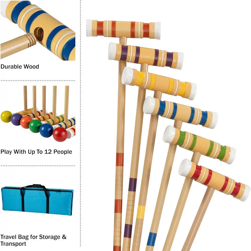 Croquet Set – 2-Wood Outdoor Sports Set with Carrying Case