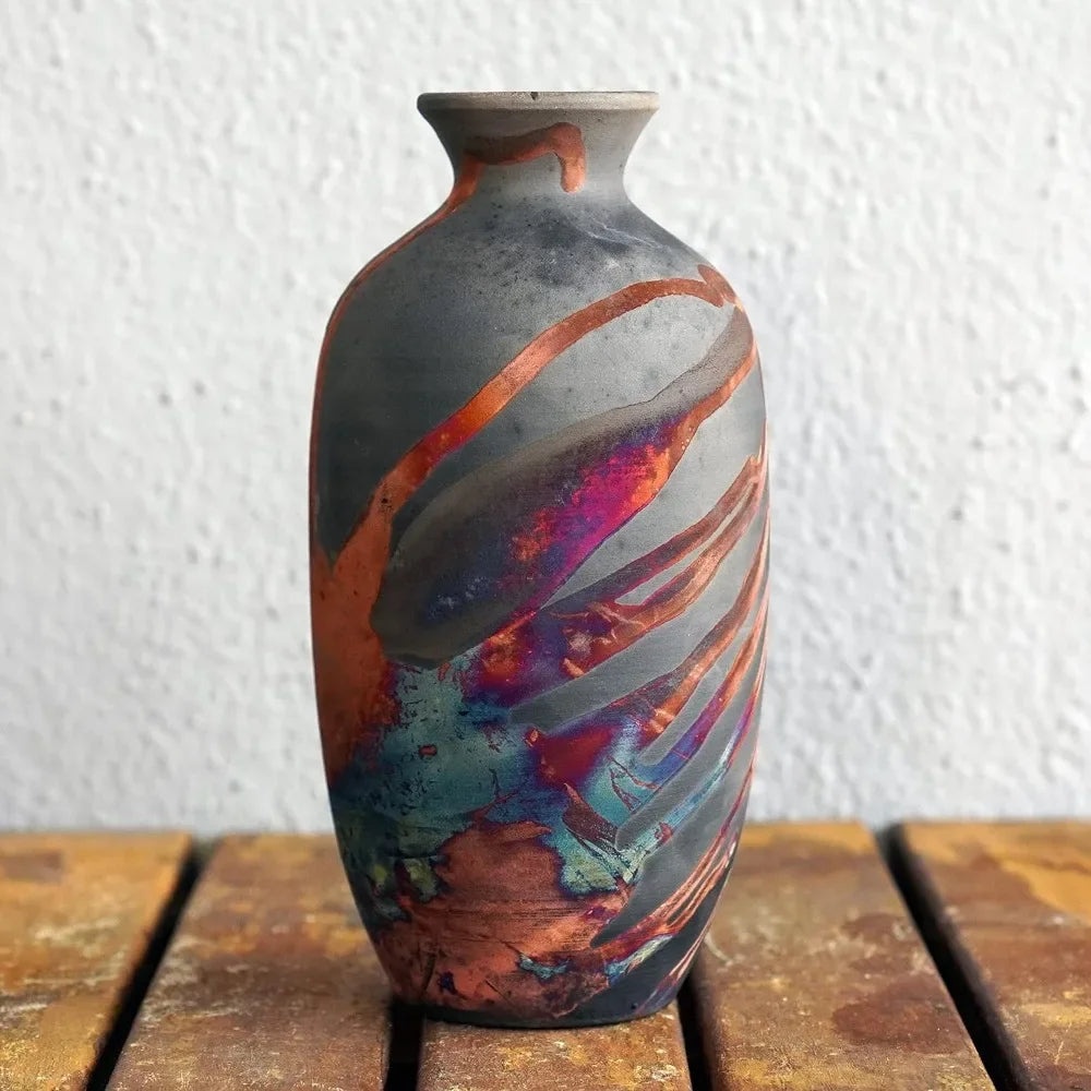 7 inch Raku Ceramic Pottery Vase