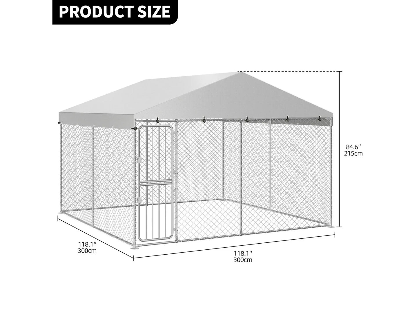 10 x 10 Feet Outdoor Dog  Cage Enclosure with Covered Fence-