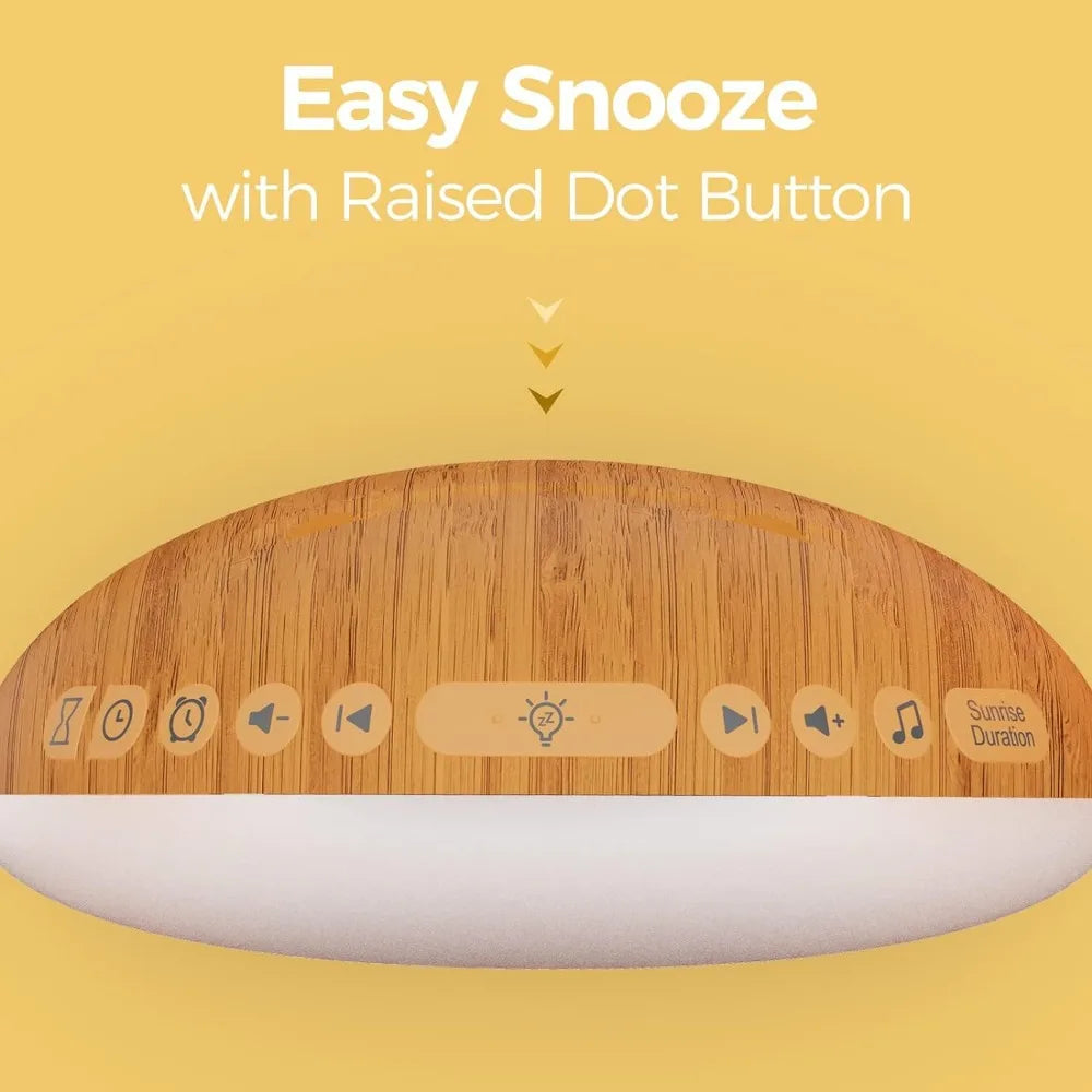 Wood Sunrise Alarm Clock, Dimmable with 26 Sleep Sounds