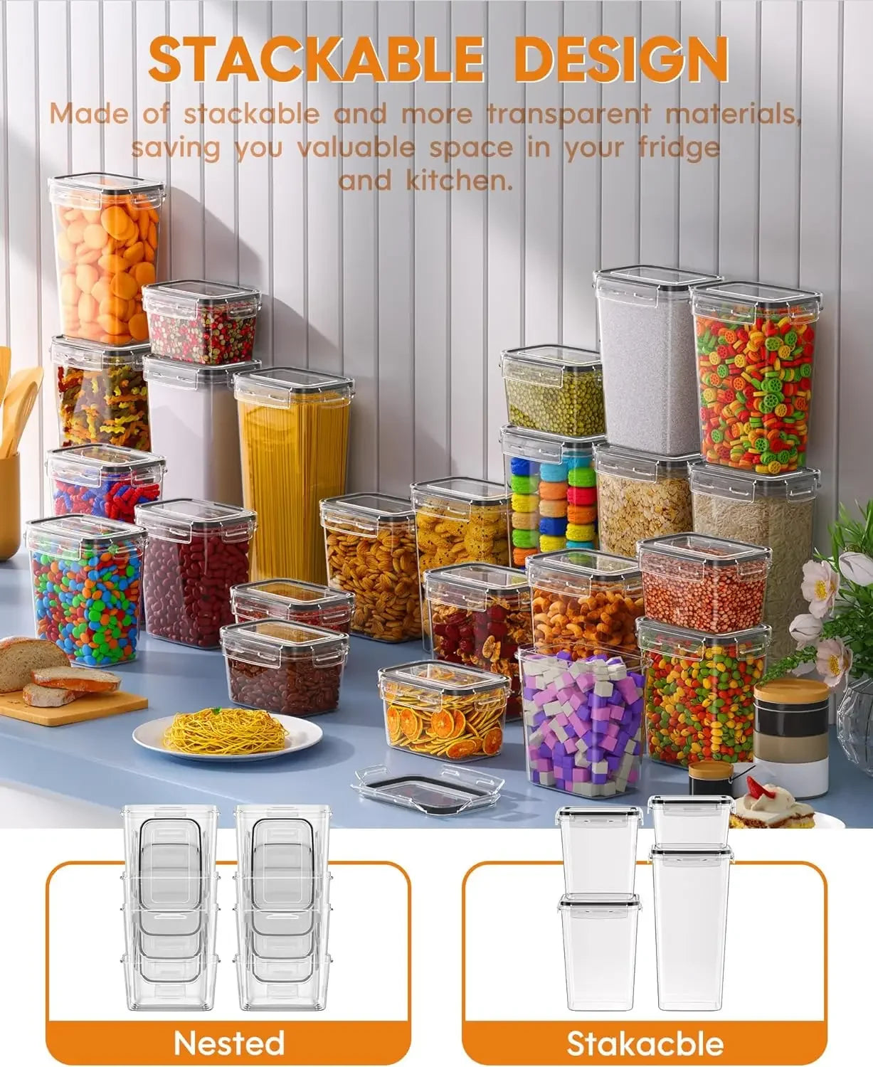 24 PCS Airtight Food W/ Lids, Kitchen Pantry Organization & Storage