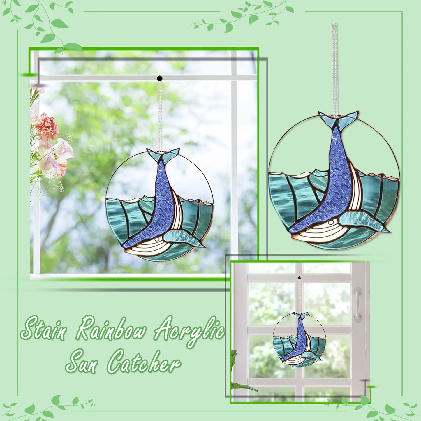 Acrylic Whale Fall Round Shape Wind Chimes