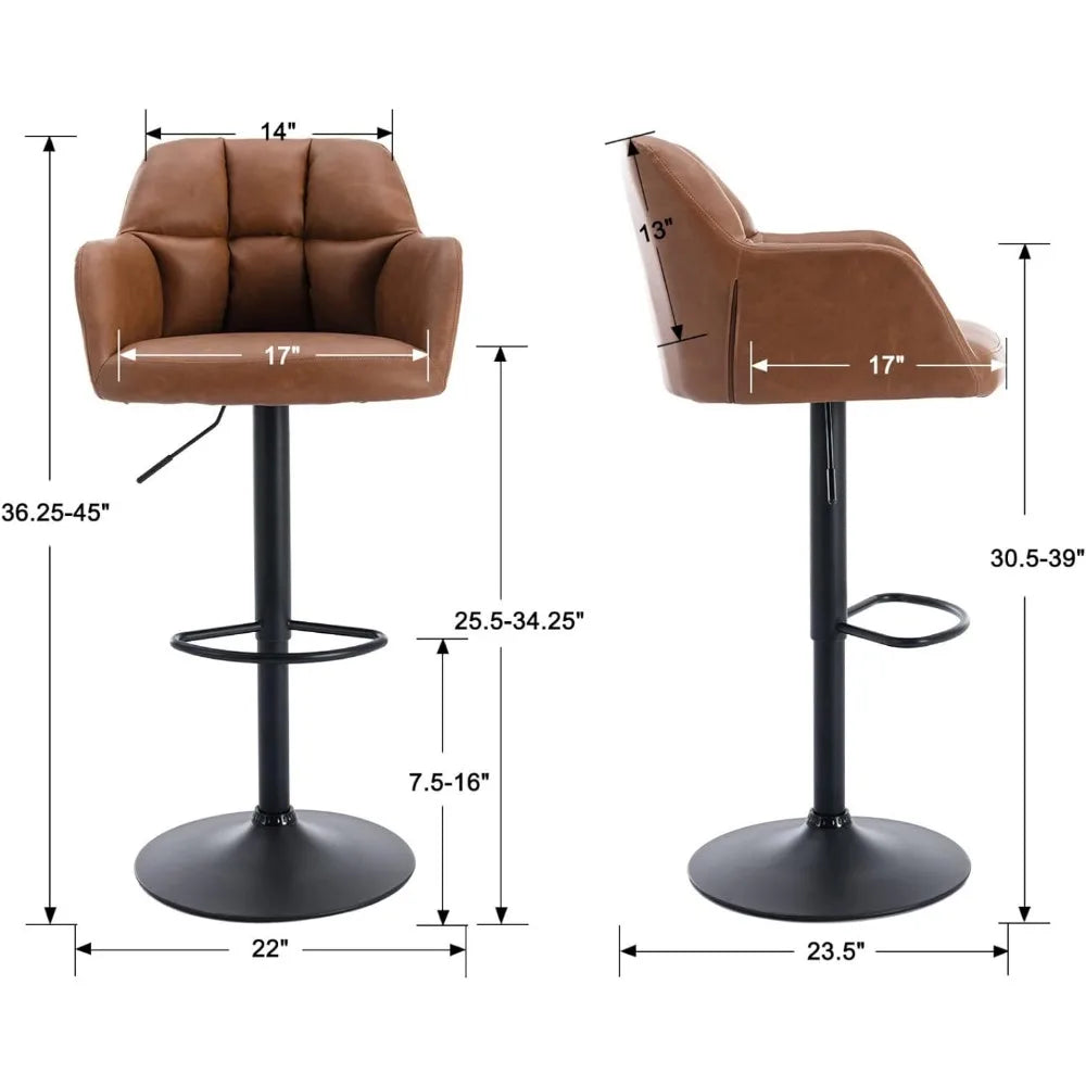 Modern Swivel Leather Bar Stools Set of 2