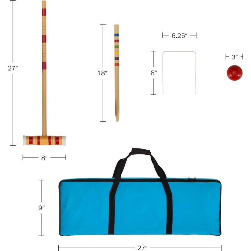 Croquet Set – 2-Wood Outdoor Sports Set with Carrying Case